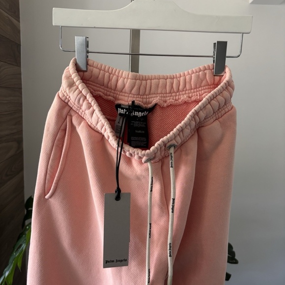 PALM ANGELS Pink Cotton Lounge Pants Garment-dyed French Terry NWT - Picture 10 of 11